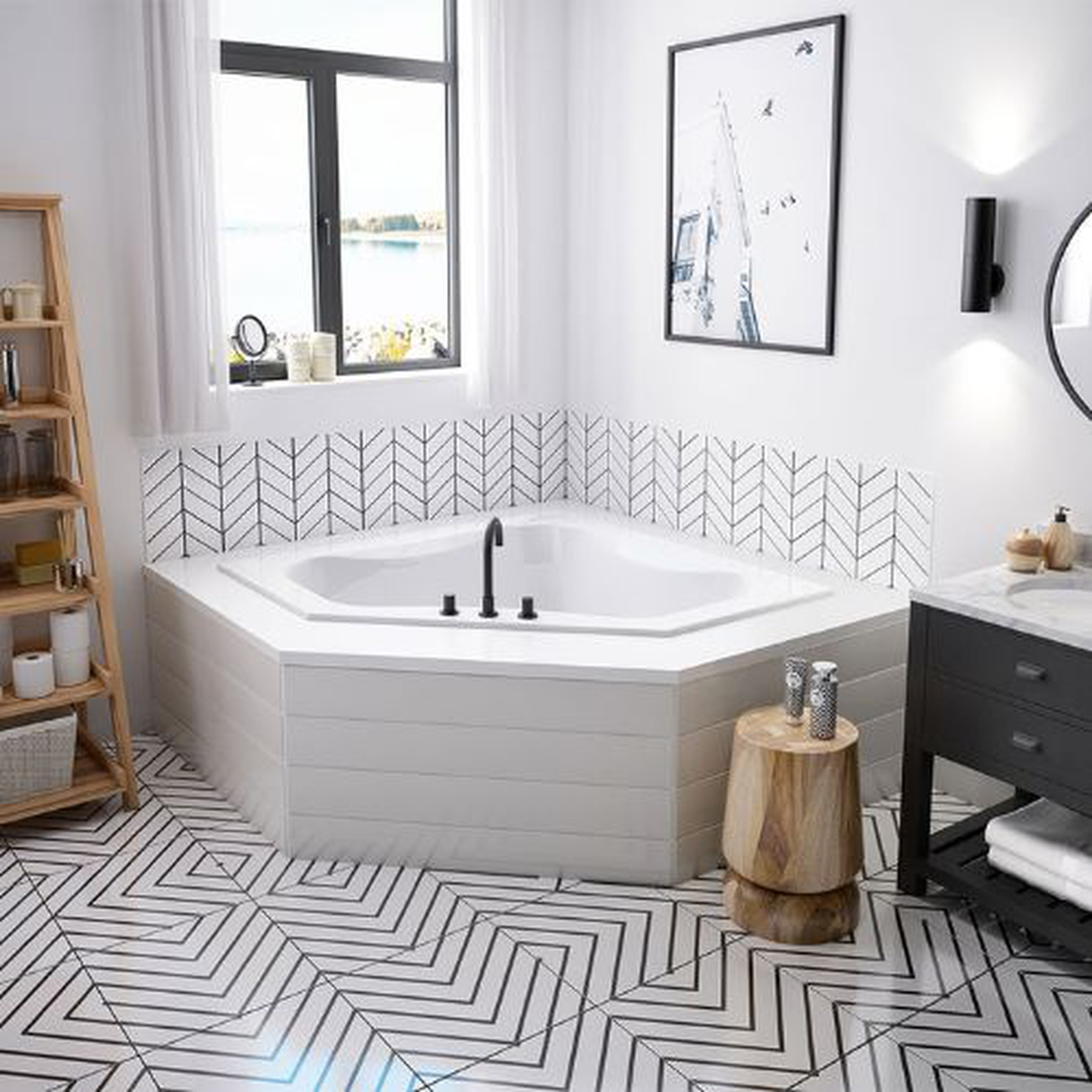 Jacuzzi Luxury Bath Projecta Corner bathtub in a modern bathtub