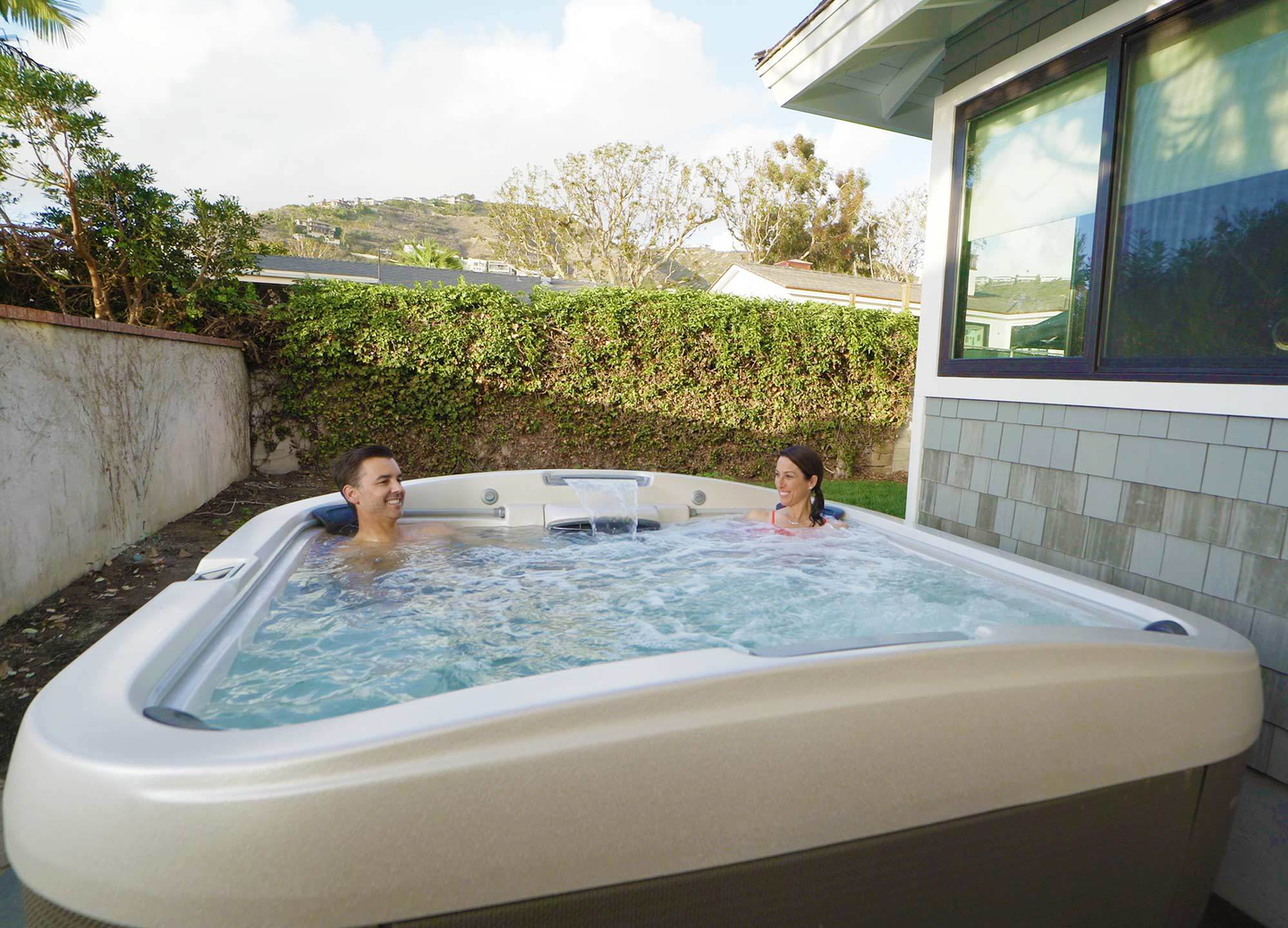 Janet Evans in her hot tub