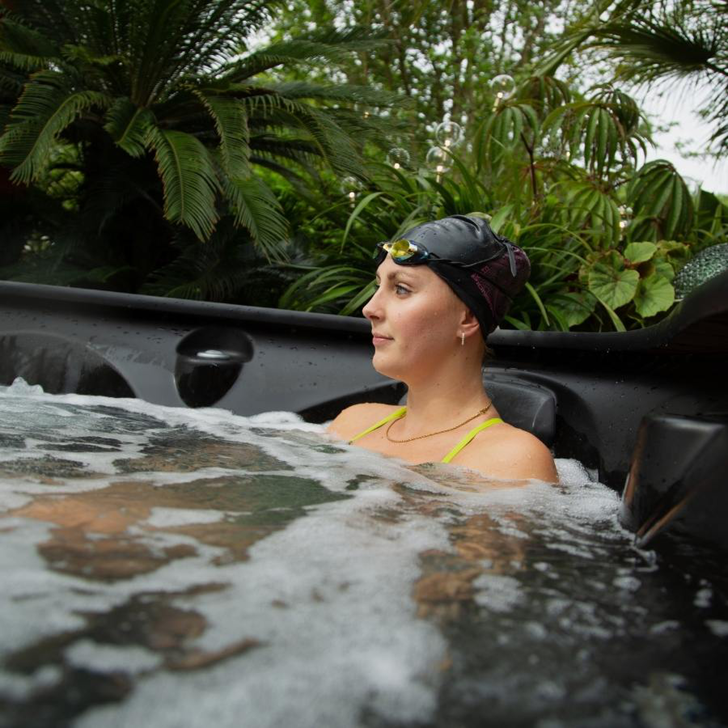 RHS Chelsea Flower Show x Jacuzzi - Jessica Jane Applegate in the swim spa