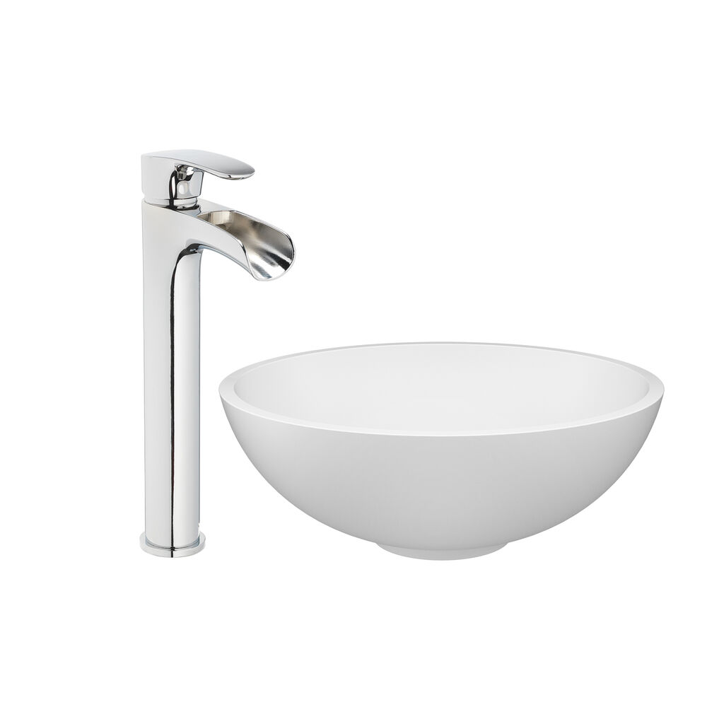 JACUZZI® Solid Surface Vessel Bowl Sink with Vessel Filler Faucet