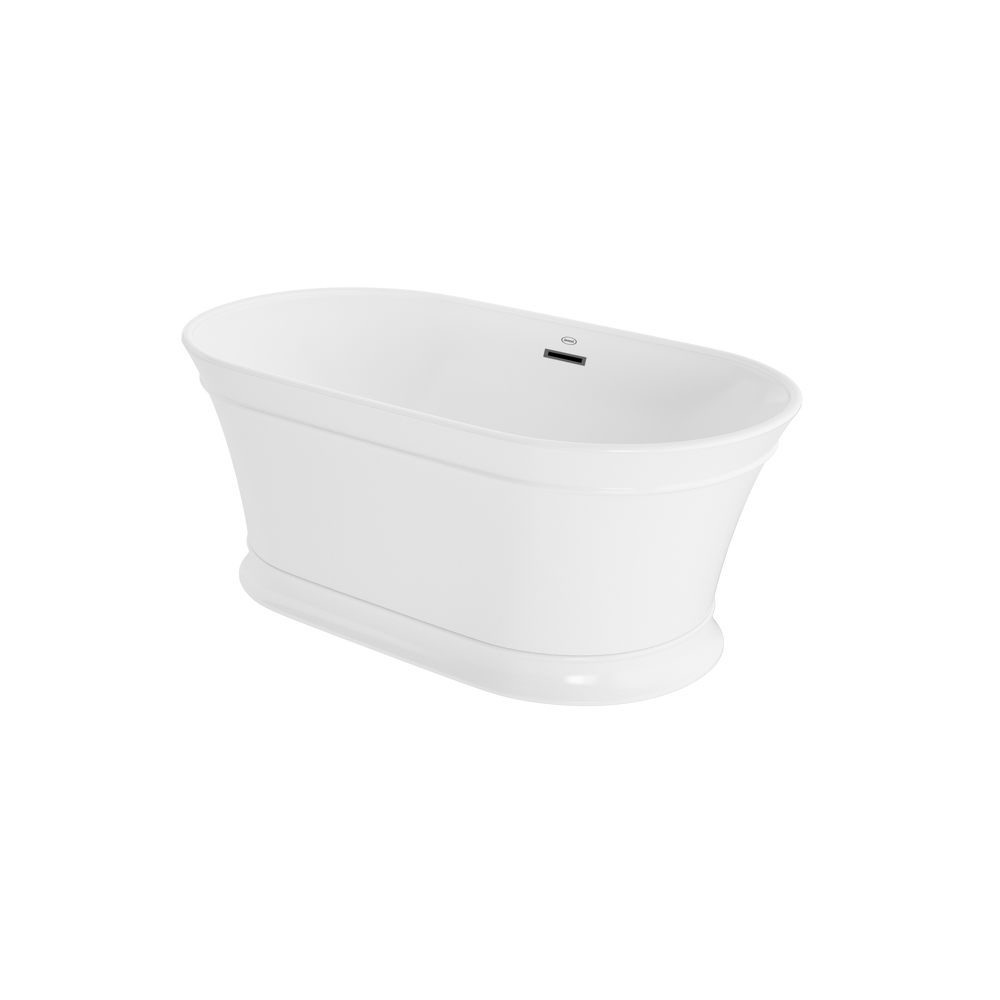 Lyndsay 5931 Acrylic Freestanding Soaking Bath Center Drain White with Chrome Drain