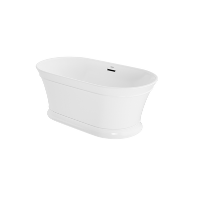 Lyndsay 5931 Acrylic Freestanding Soaking Bath Center Drain White with Chrome Drain