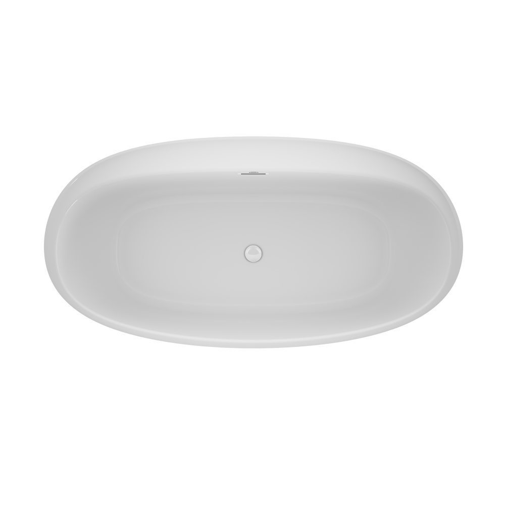 Amalia 6734 Deck Mount Compatible Acrylic Freestanding Soaking Bath Center Drain White with White Drain