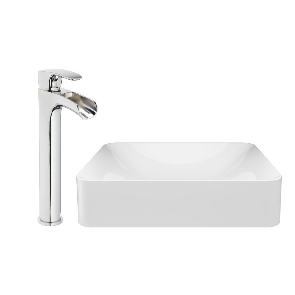 Jacuzzi® Vessel Rectangular Sink Basin with Vessel Filler Faucet
