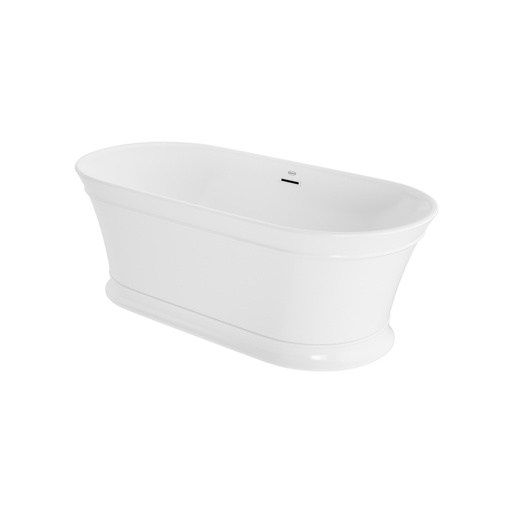 Lyndsay 6731 Acrylic Freestanding Soaking Bath Center Drain White with White Drain