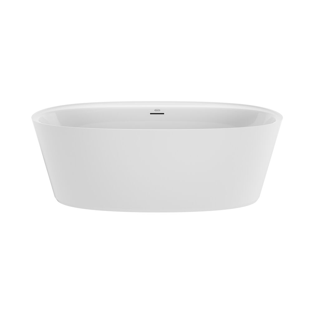 Amalia 6734 Deck Mount Compatible Acrylic Freestanding Soaking Bath Center Drain White with White Drain