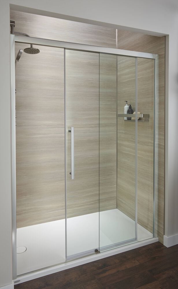 Jacuzzi® Semi-Frameless Matte Black 48" Concealed Roller Shower Door