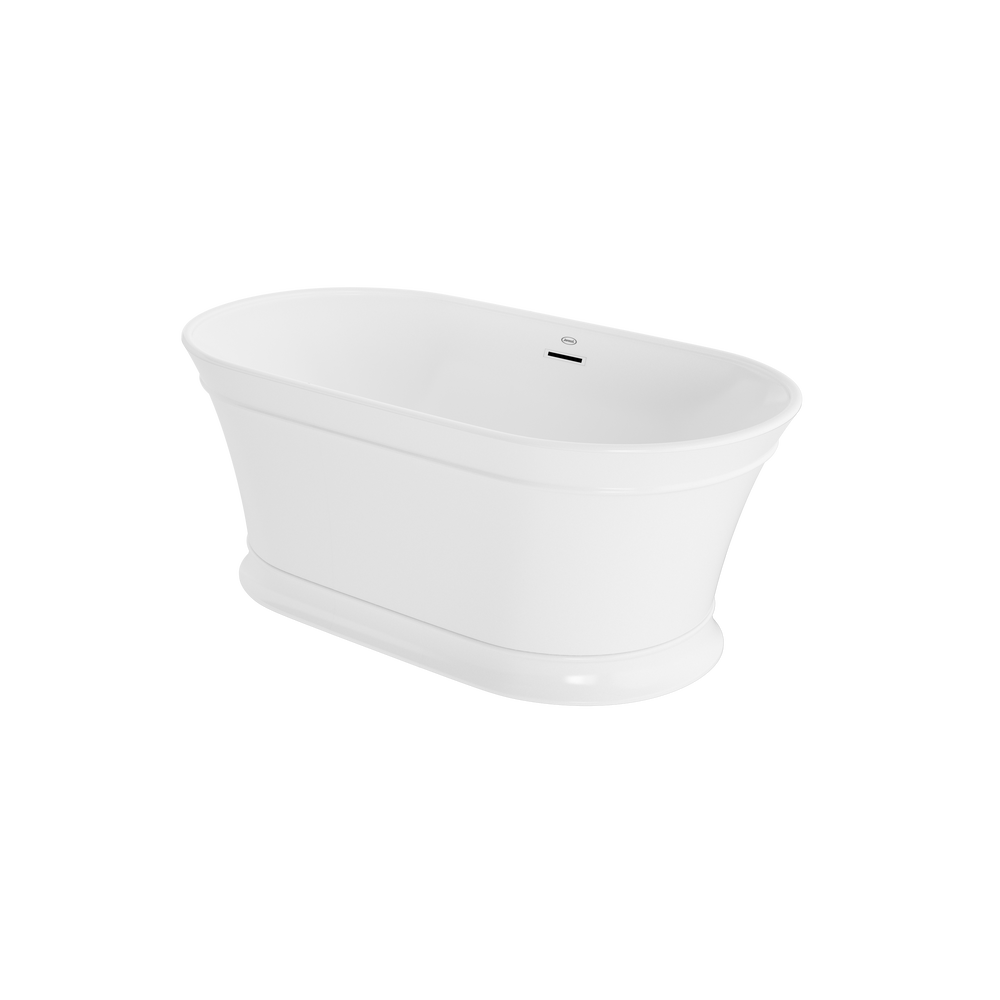 Lyndsay 5931 Acrylic Freestanding Soaking Bath Center Drain White with White Drain