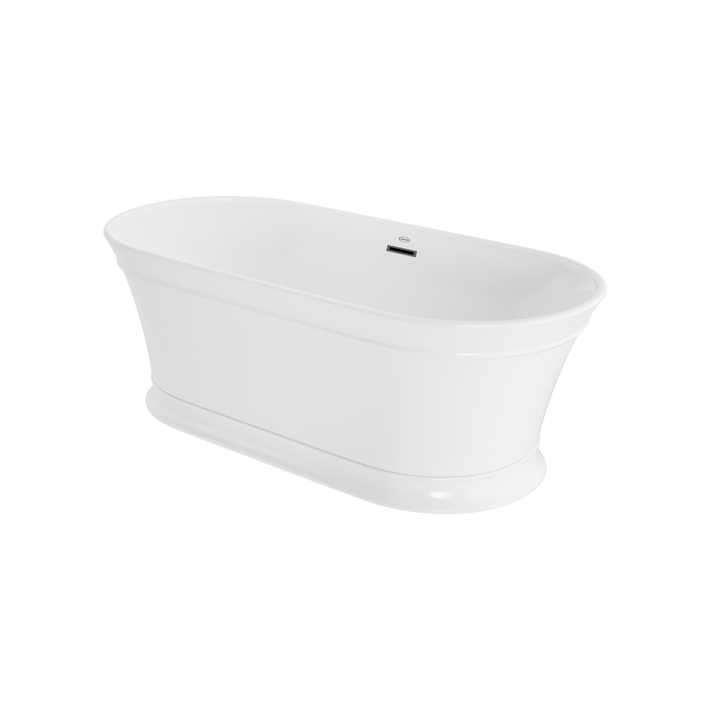 Lyndsay 6731 Acrylic Freestanding Soaking Bath Center Drain White with Chrome Drain