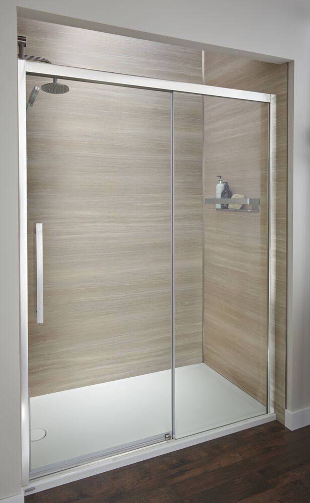 Jacuzzi® Semi-Frameless Matte Black 48" Concealed Roller Shower Door