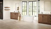 Amalia 5932 Deck Mount Compatible Acrylic Freestanding Soaking Bath Center Drain White with White Drain