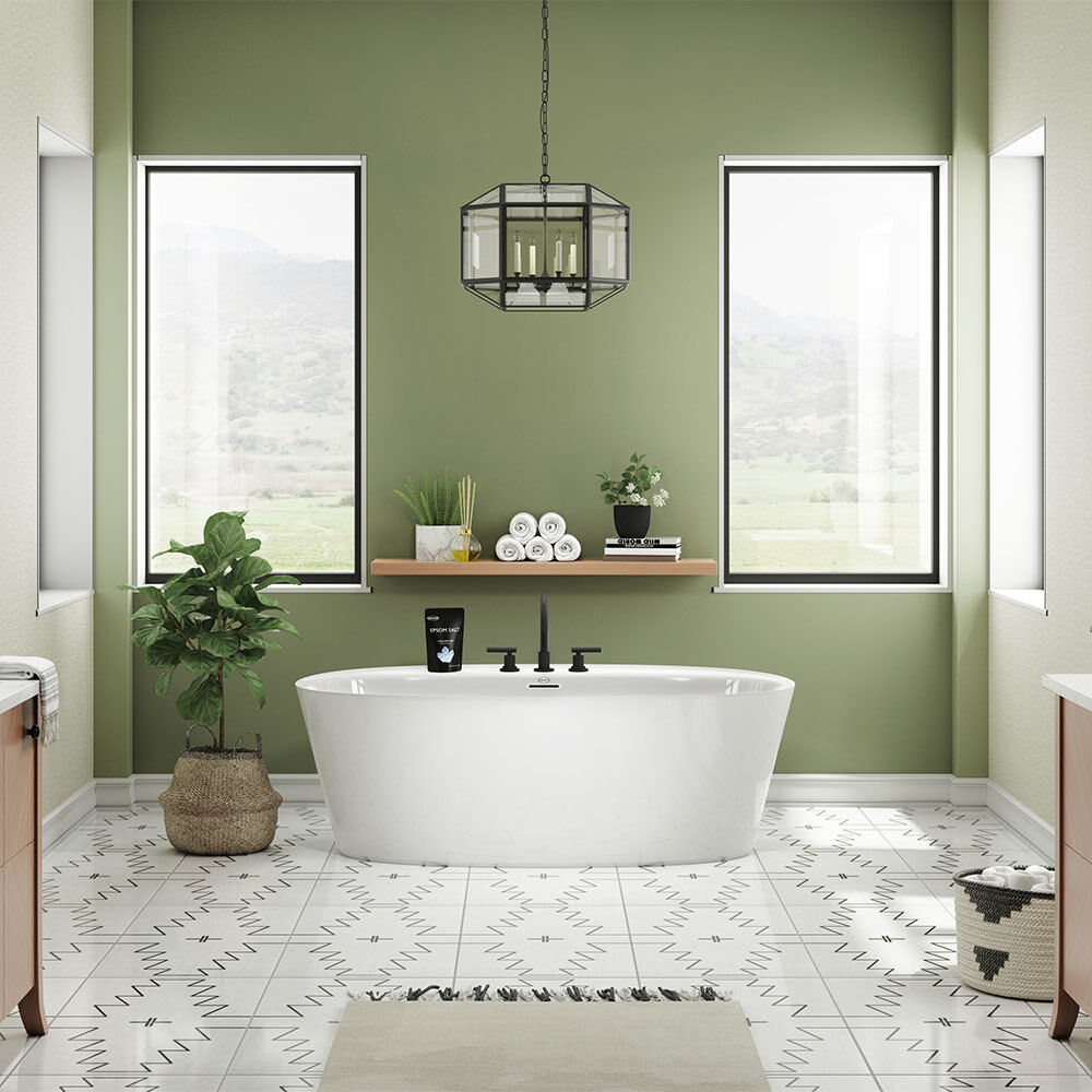 Amalia 6734 Deck Mount Compatible Acrylic Freestanding Soaking Bath