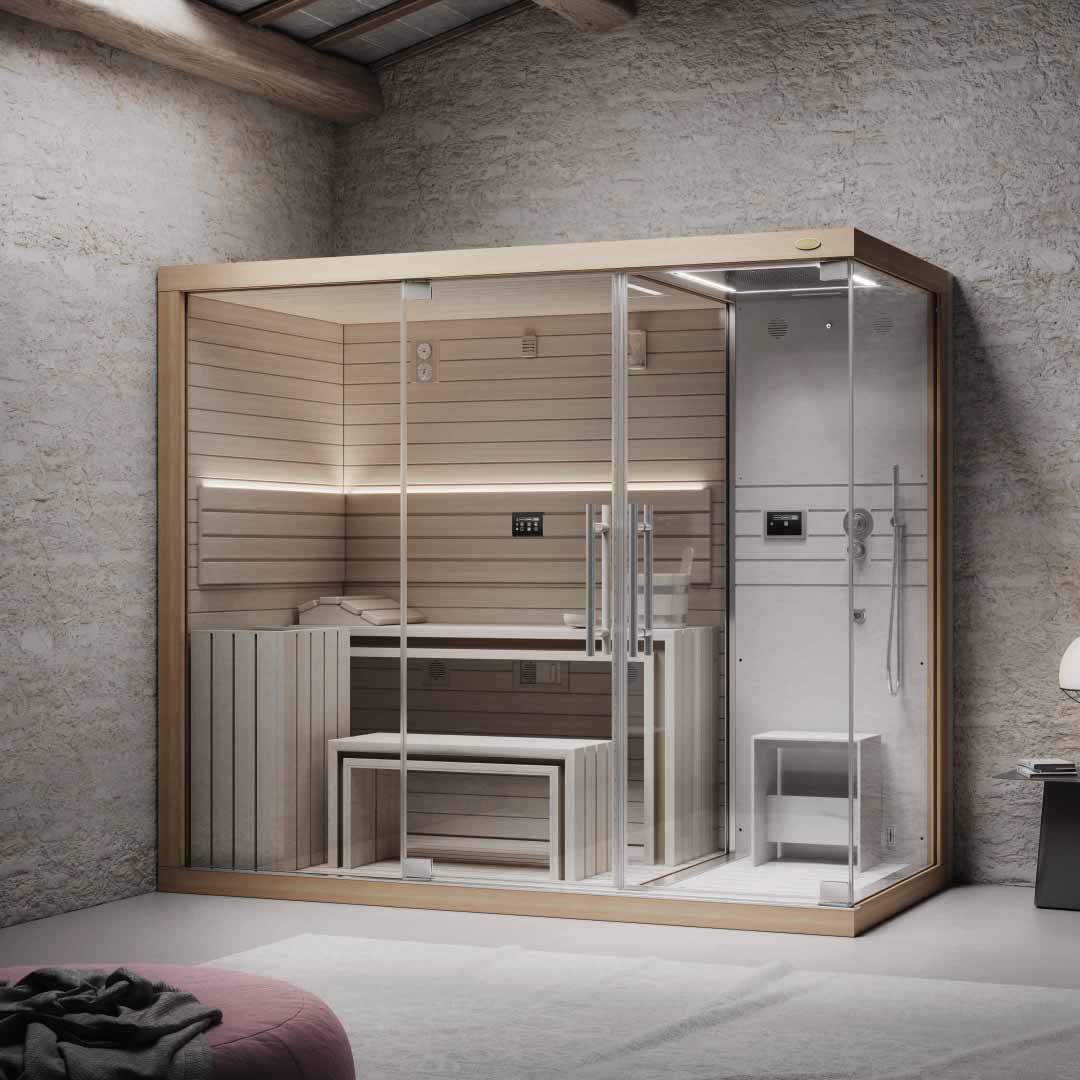 Design e tecnologia d’avanguardia per Sasha - la sauna da esterno e interno