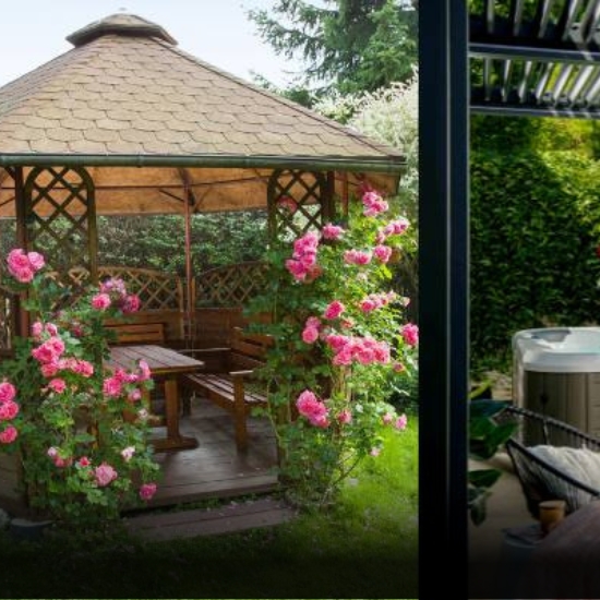 Gazebo vs pergola vs garden umbrella