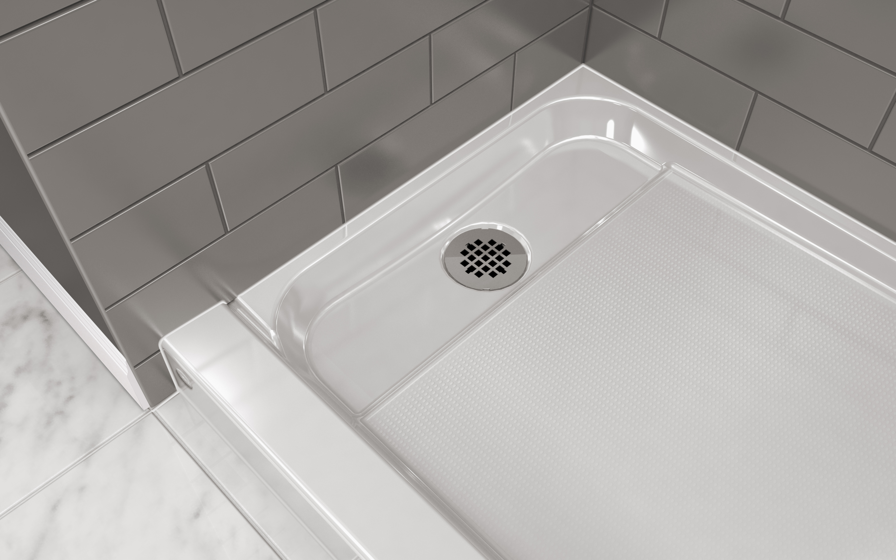 Shower Drain with Chrome Strainer