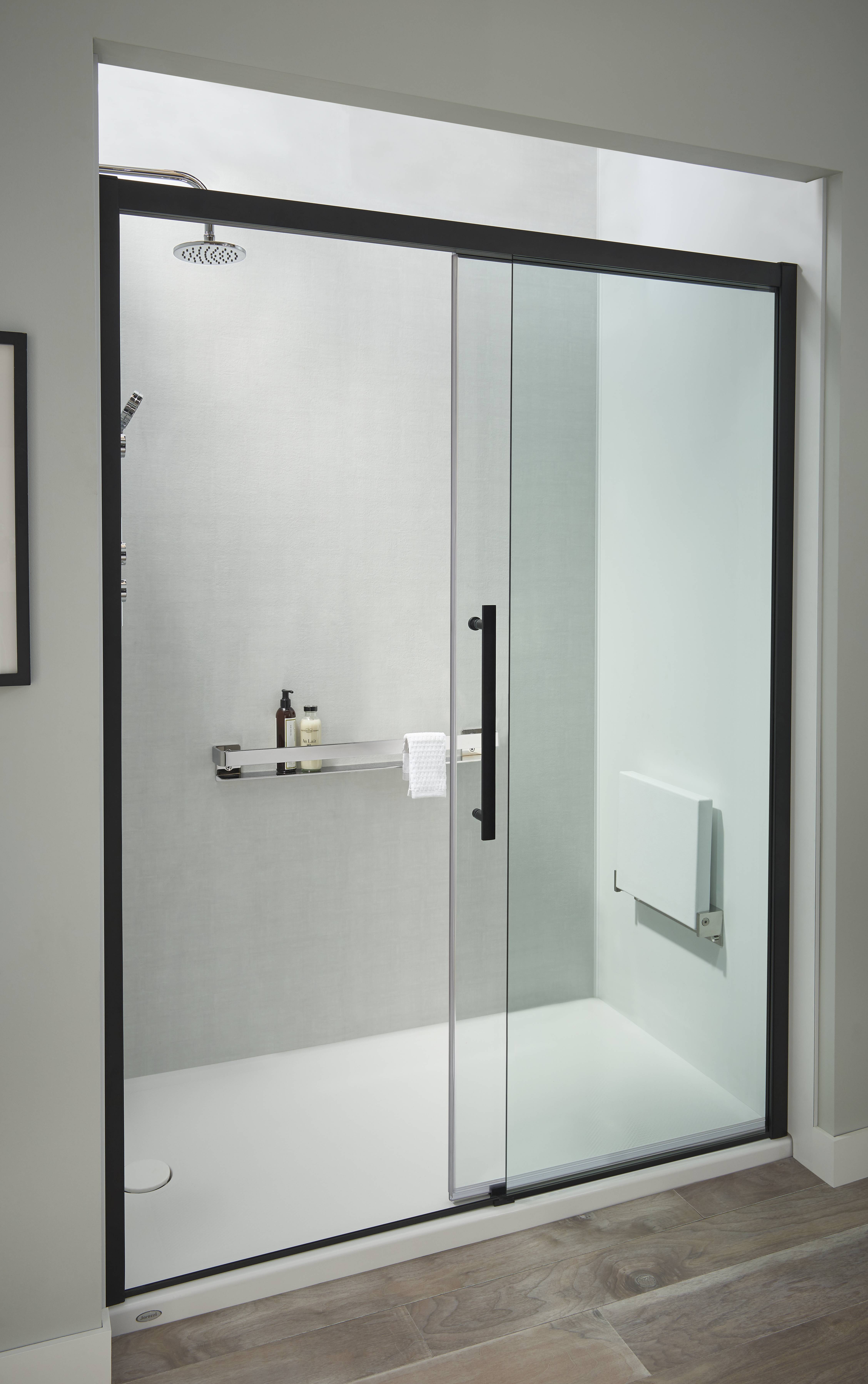 Jacuzzi Semi Frameless Matte Black 60 Concealed Roller Shower Door Jacuzzi Com Jacuzzi