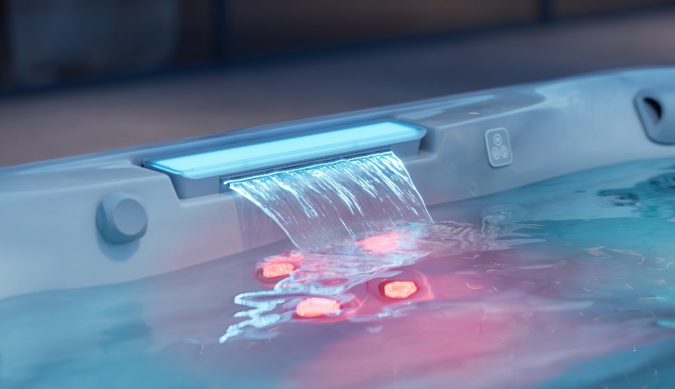 Illuminated Dual Waterfall